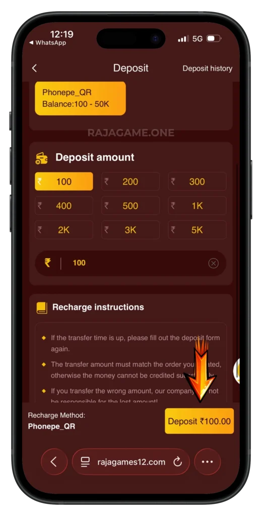 RAJA-GAME-DEPOSIT-PAGE