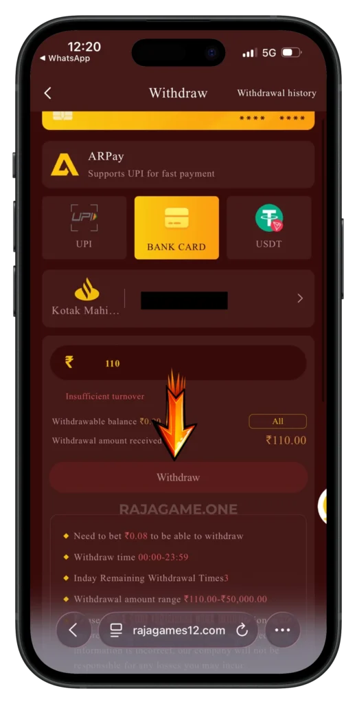 RAJA-GAME-WITHDRAWAL-PAGE